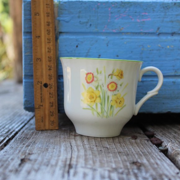 1950s MCM Vintage Flower Coffee Tea Mug Matching Plate Complete Set of 4 - Picture 4 of 16